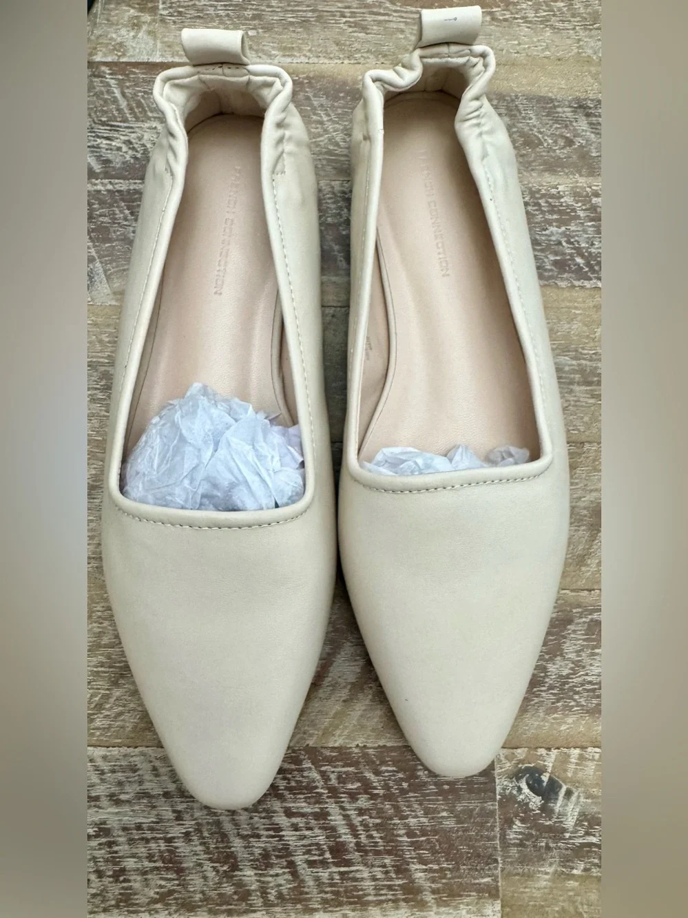 French Connection Cream Pointed-Toe Flats - New in box- size: 6.5 (US)